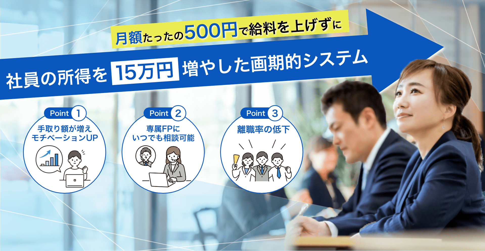 月額たったの500円で給料を上げずに社員の所得を年間15万円増やした画期的システム