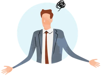 なぜ人事施策は成果につながらないのかを考える男性のイラスト