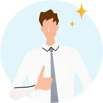 人生に効く施策を提案する男性のイラスト